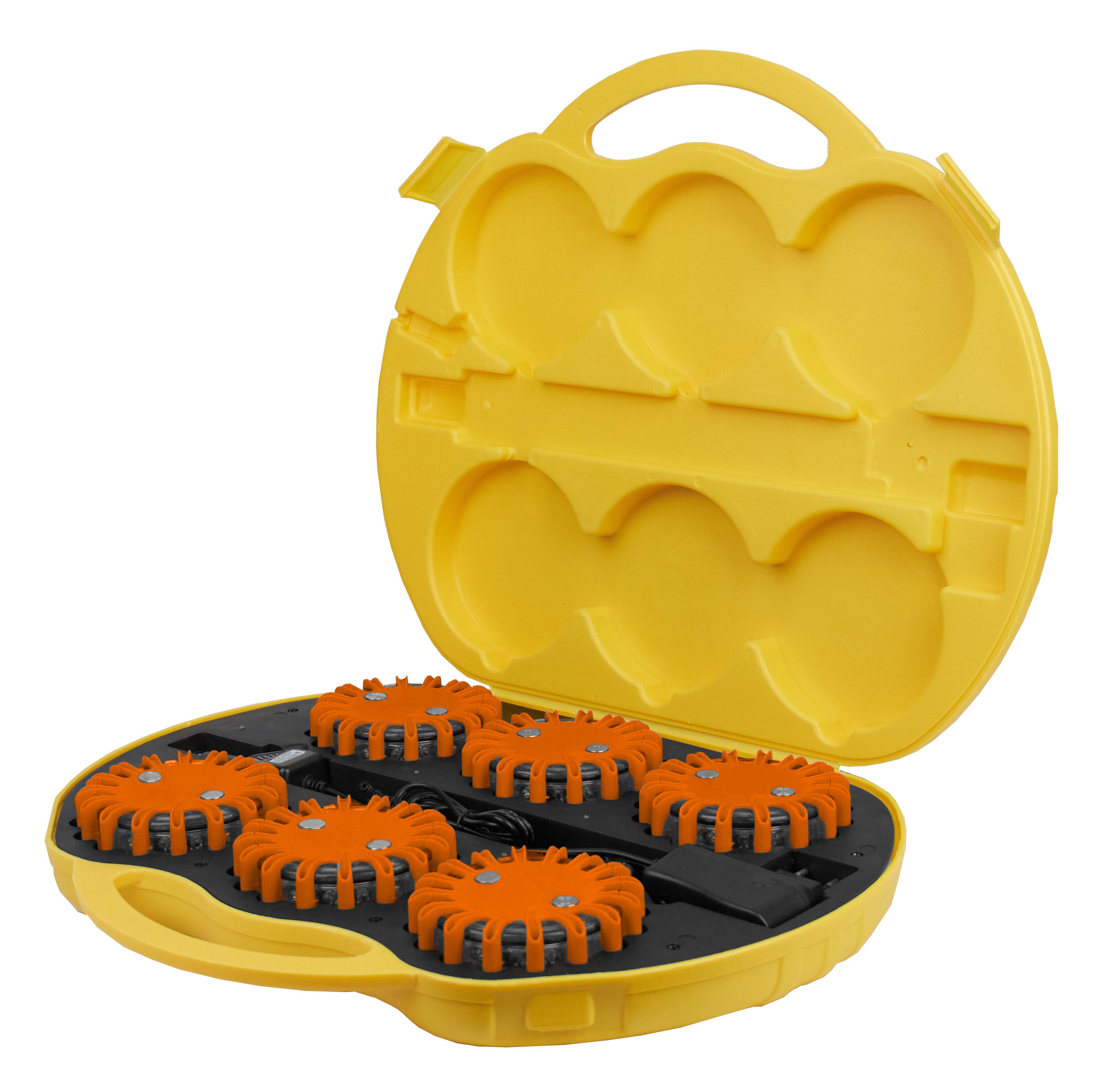 Koffer mit 6 Leuchtbaken SPIRALED Orange